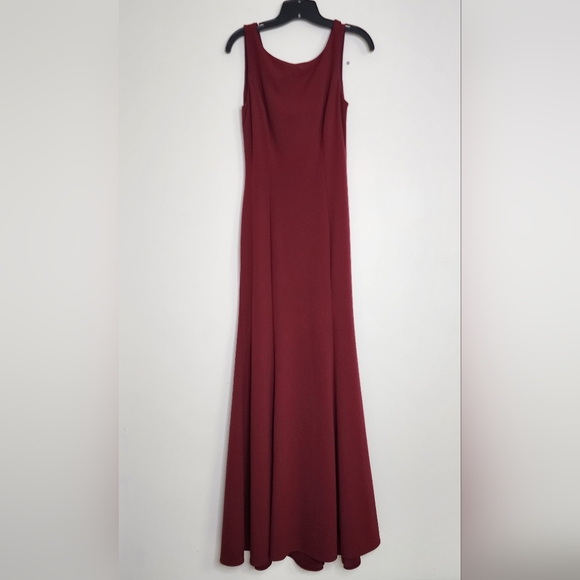 BHLDN Misty Elegant Burgundy Open Back Long A-line  Evening Gown Sz 8 Bridesmaid - Picture 5 of 15